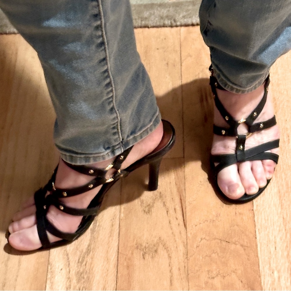 Cynthia Vincent for Target Black Strappy Sandal Heels, sz 7.5